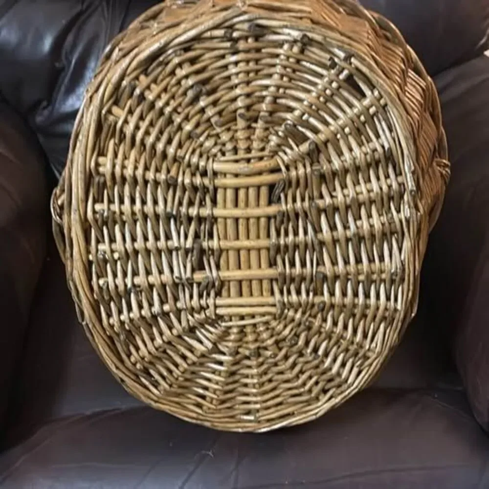 Large heavy Wicker Woven Basket with Handle